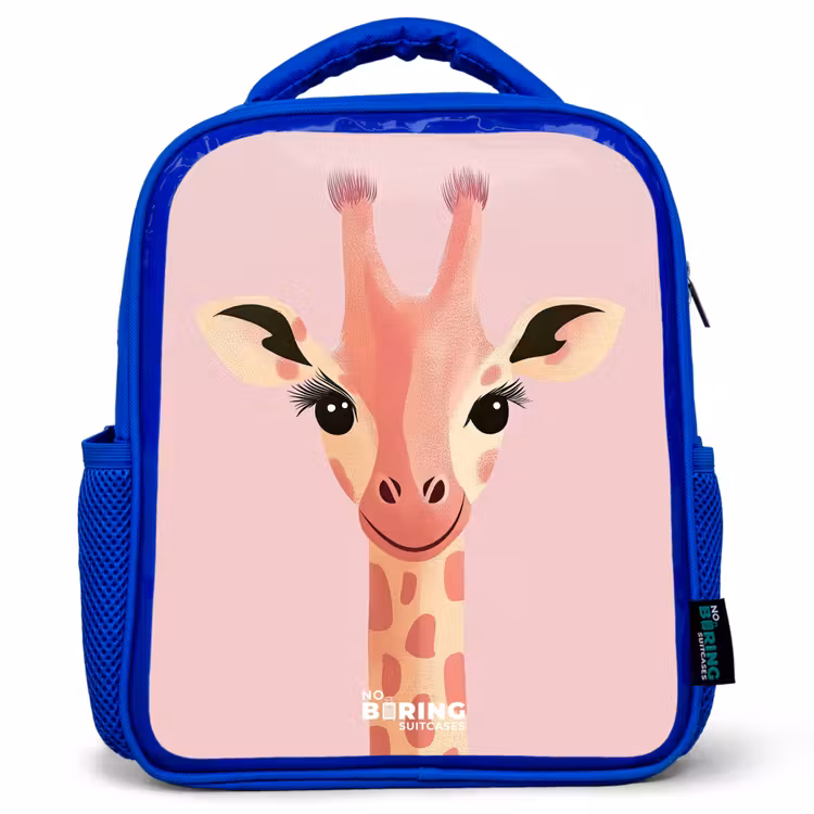 Rugzak kind - blauw - Giraffe - Wimpers - Minimalistisch - Roze — 1