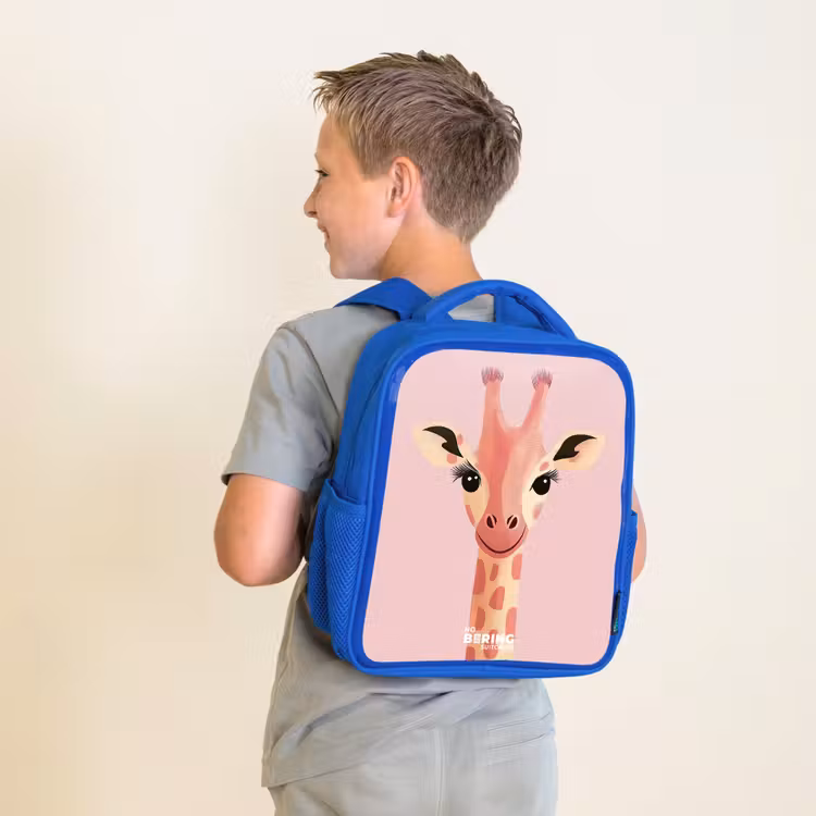 Rugzak kind - blauw - Giraffe - Wimpers - Minimalistisch - Roze — 3