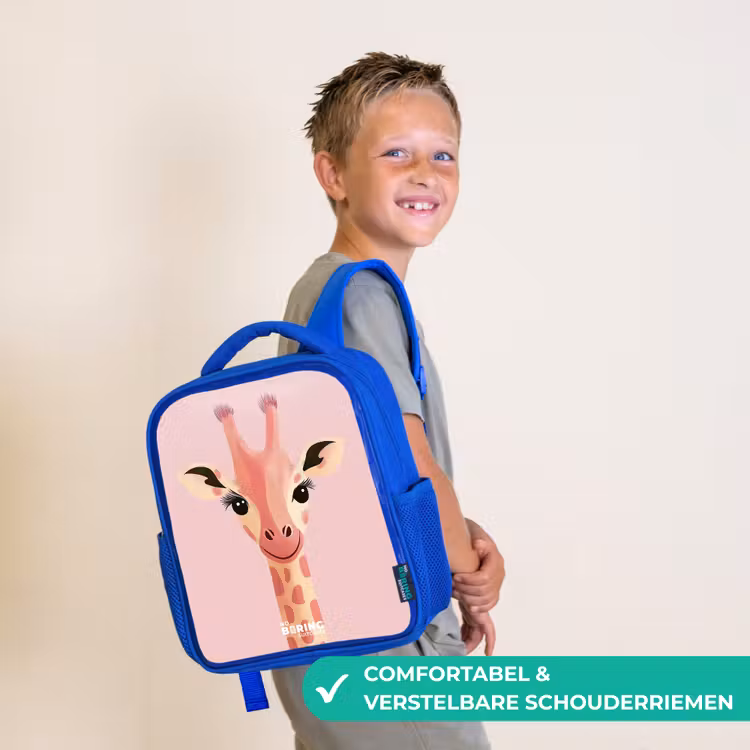 Rugzak kind - blauw - Giraffe - Wimpers - Minimalistisch - Roze — 4