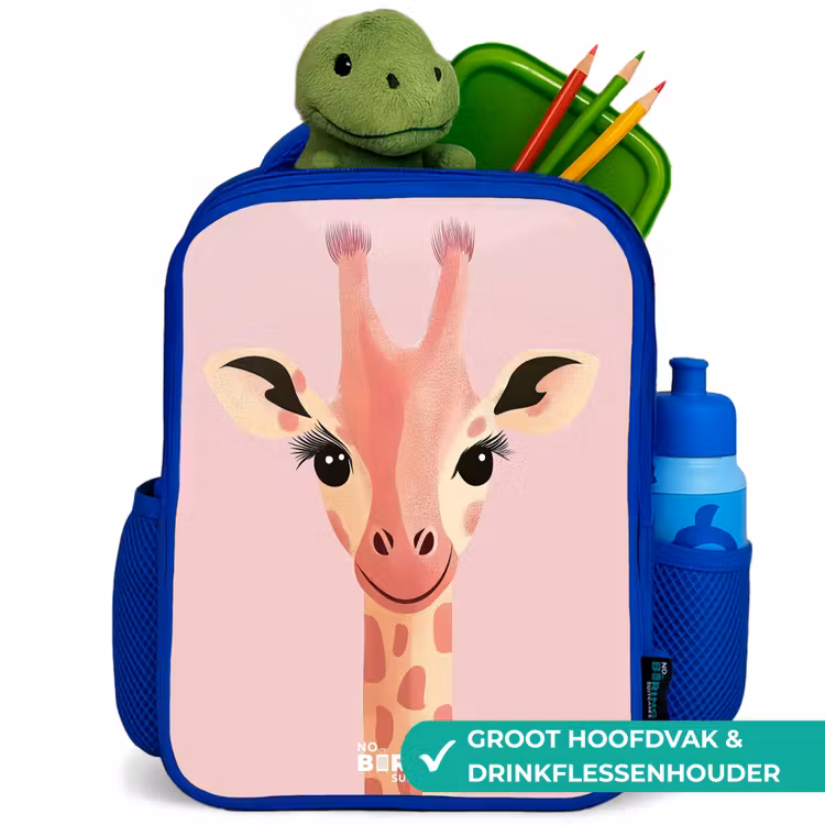 Rugzak kind - blauw - Giraffe - Wimpers - Minimalistisch - Roze — 6