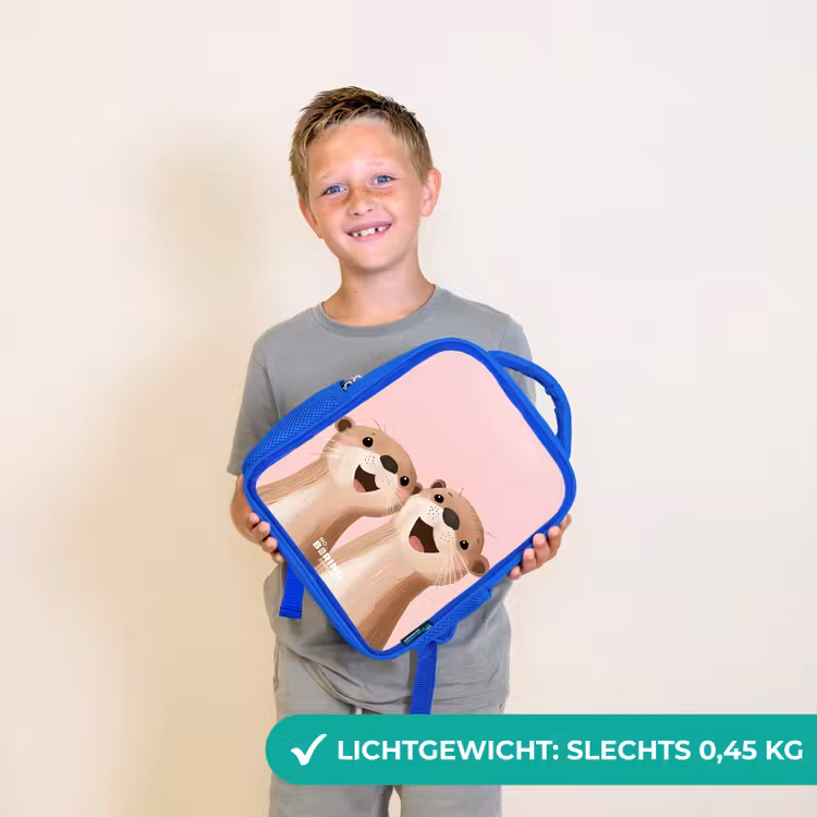 Rugzak kind - blauw - Otters - Lachen - Roze - Illustratie — 2