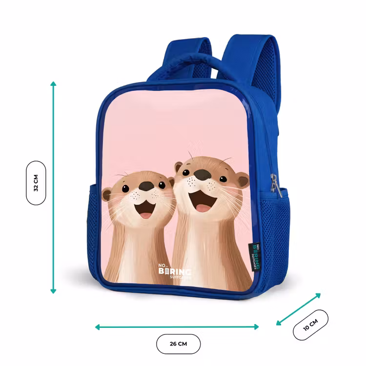 Rugzak kind - blauw - Otters - Lachen - Roze - Illustratie — 5