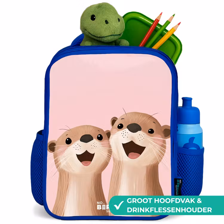 Rugzak kind - blauw - Otters - Lachen - Roze - Illustratie — 6
