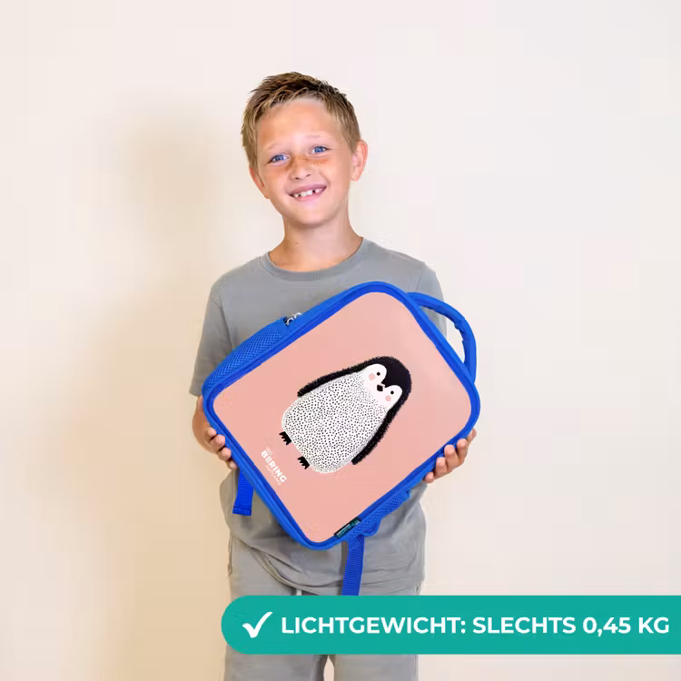 Rugzak kind - blauw - Pinguïn - Stippen - Roze - Minimalistisch — 2