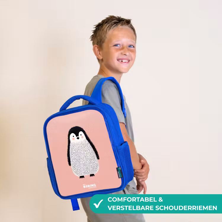 Rugzak kind - blauw - Pinguïn - Stippen - Roze - Minimalistisch — 4