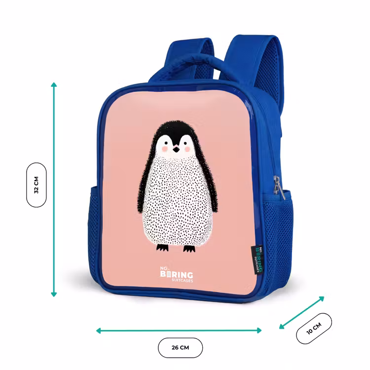 Rugzak kind - blauw - Pinguïn - Stippen - Roze - Minimalistisch — 5