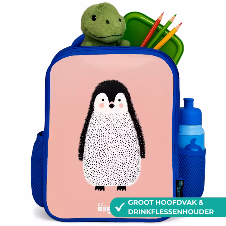 Rugzak kind - blauw - Pinguïn - Stippen - Roze - Minimalistisch — 6