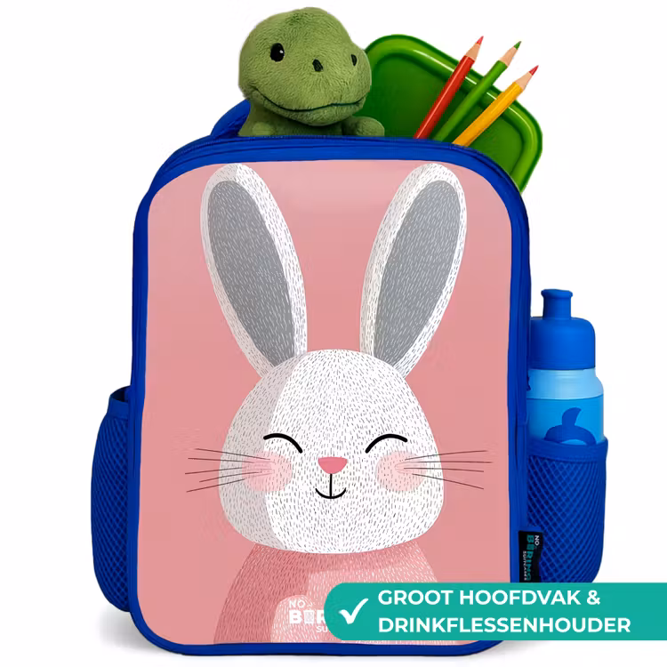 Rugzak kind - blauw - Roze - Konijn - Glimlach - Illustratie — 6