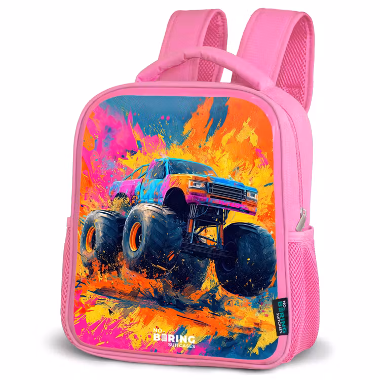Rugzak kind - roze - Monstertruck - Verfspatten - Kleurrijk - Explosie — 4