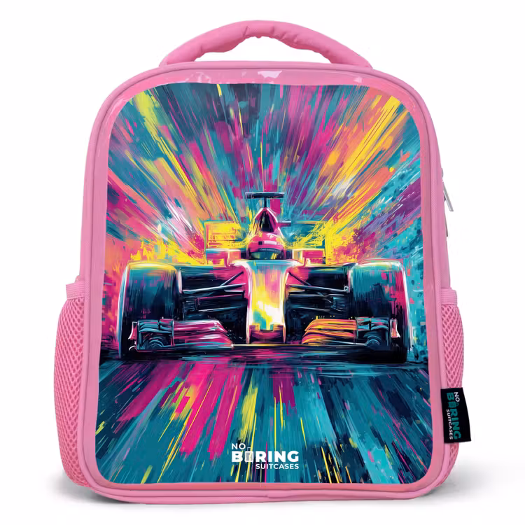 Rugzak kind - roze - Raceauto - Explosie - Kleurrijk - Abstract — 1
