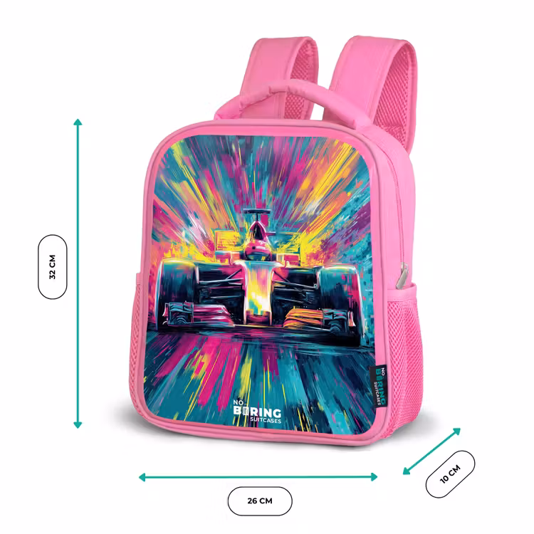 Rugzak kind - roze - Raceauto - Explosie - Kleurrijk - Abstract — 3