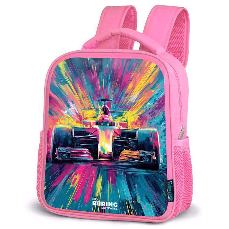 Rugzak kind - roze - Raceauto - Explosie - Kleurrijk - Abstract — 4