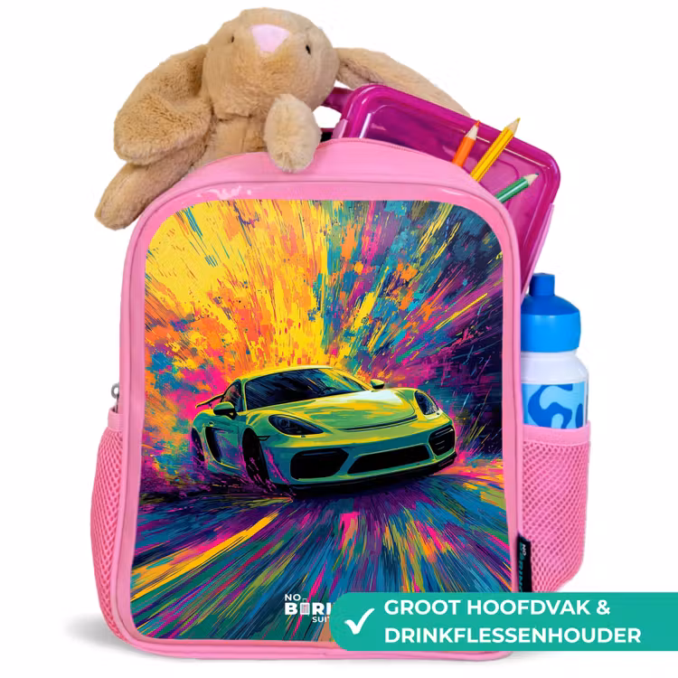 Rugzak kind - roze - Sportwagen - Explosie - Kleurrijk - Verfstrepen — 2