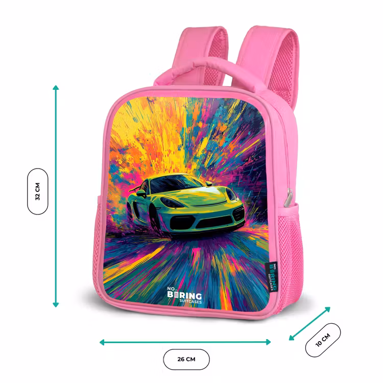 Rugzak kind - roze - Sportwagen - Explosie - Kleurrijk - Verfstrepen — 3