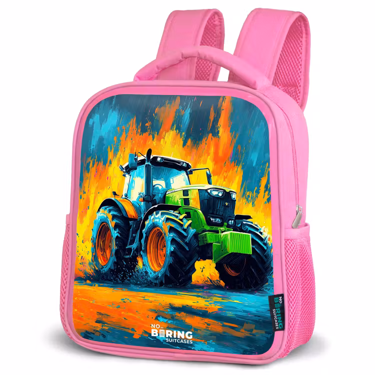 Rugzak kind - roze - Tractor - Groen - Abstract - Penseelstreken — 4
