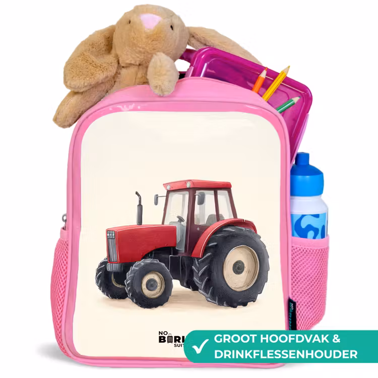 Rugzak kind - roze - Tractor - Getekend - Rood — 2