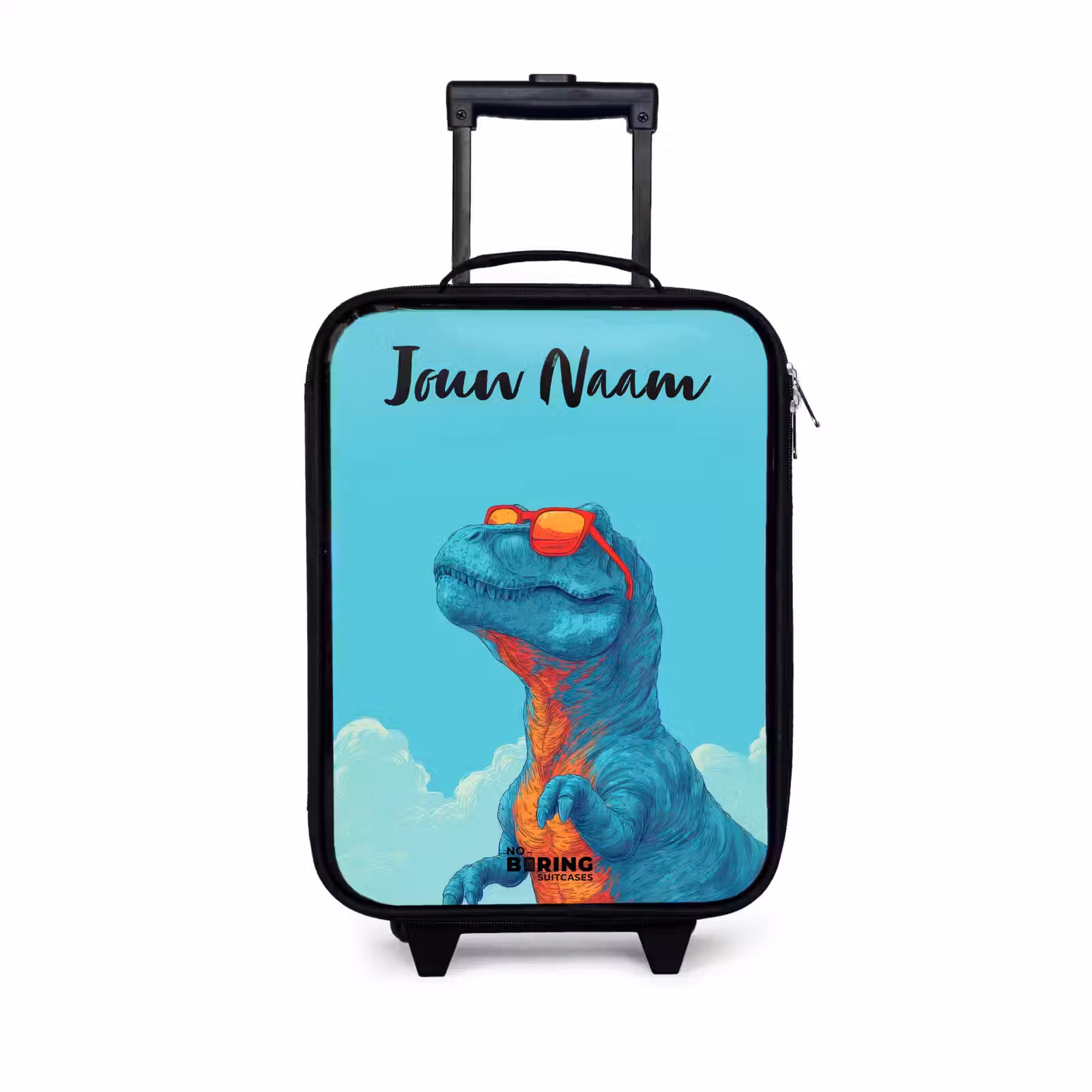 Kinderkoffer met naam - Dino - Zonnebril - Blauw — 1