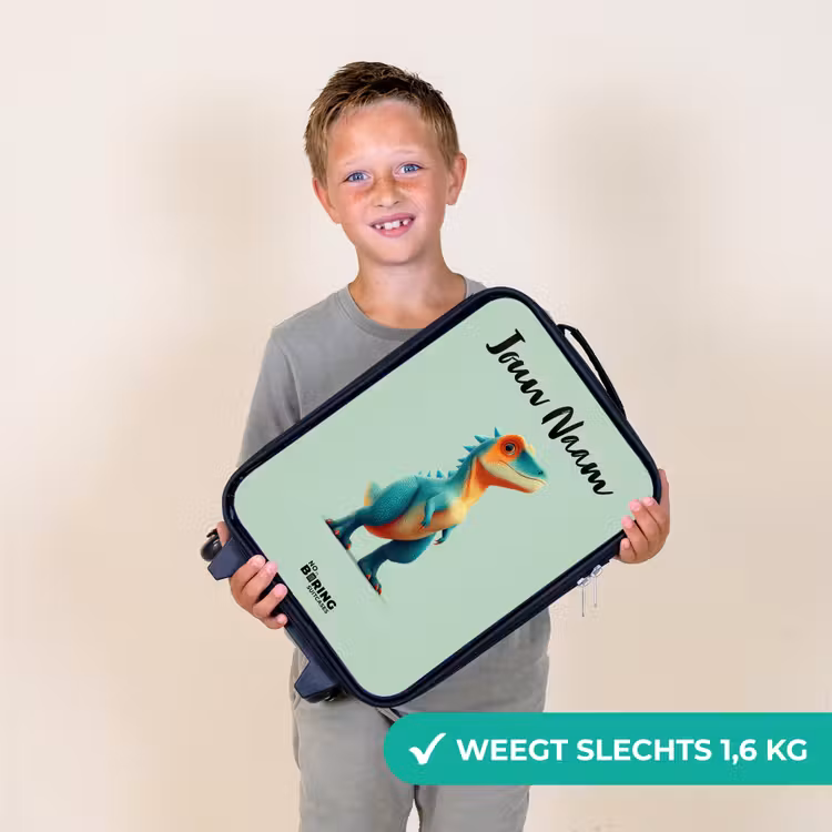 Kinderkoffer met naam - Dino - Dier - Groen - Oranje — 3