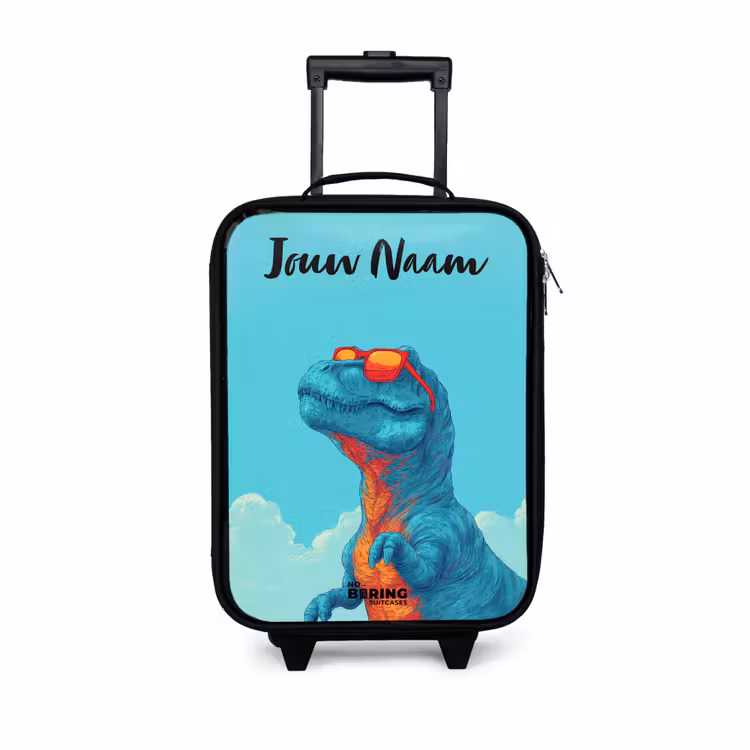 Kinderkoffer met naam - Dino - Zonnebril - Blauw — 1