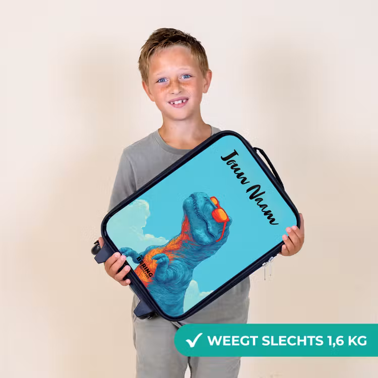 Kinderkoffer met naam - Dino - Zonnebril - Blauw — 3