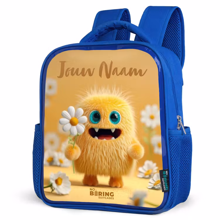 Kinderrugzak met naam - Blauw - Monster - Wezen - Bloem - Geel — 7