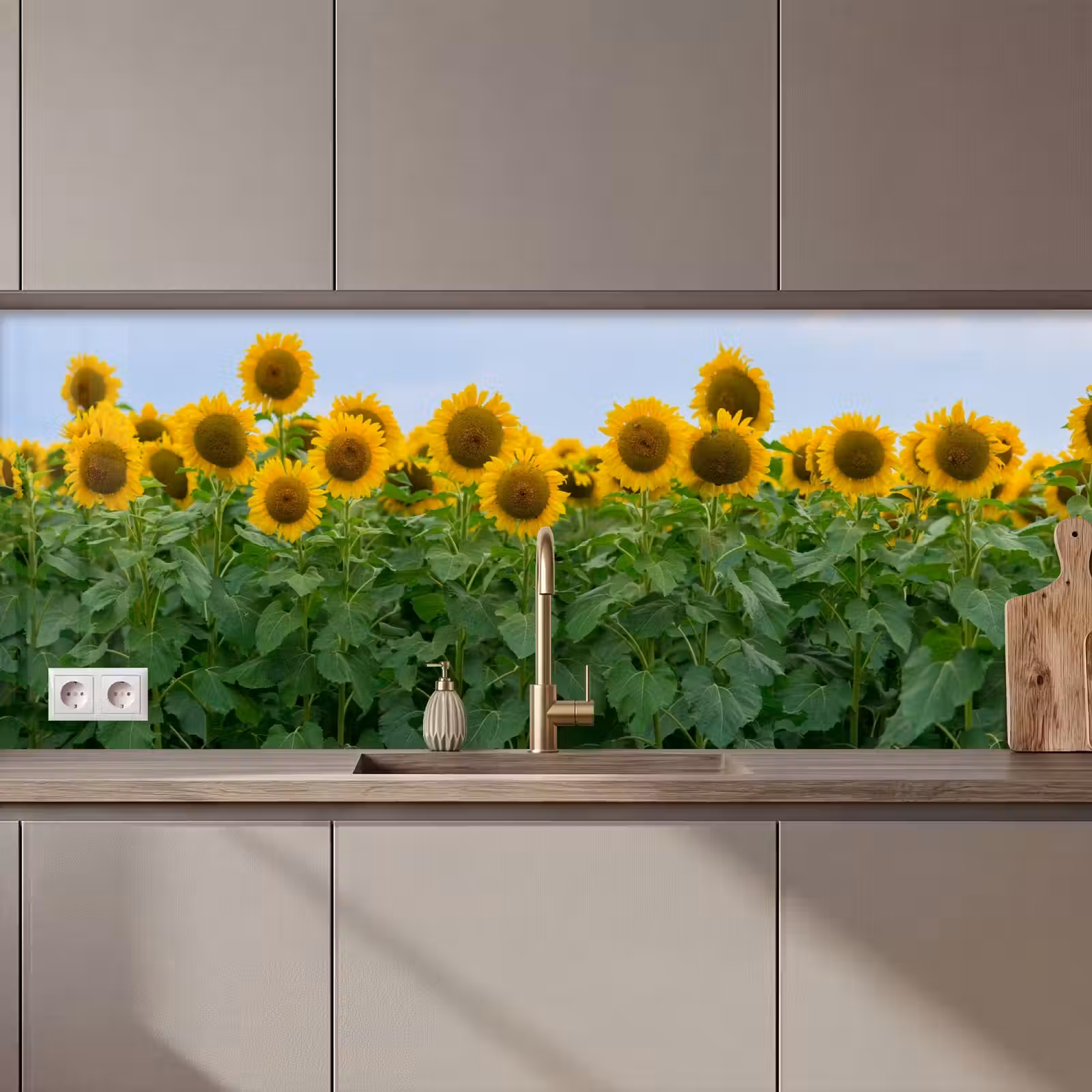 Keuken achterwand - Zonnebloemen - Geel - Natuur — 1