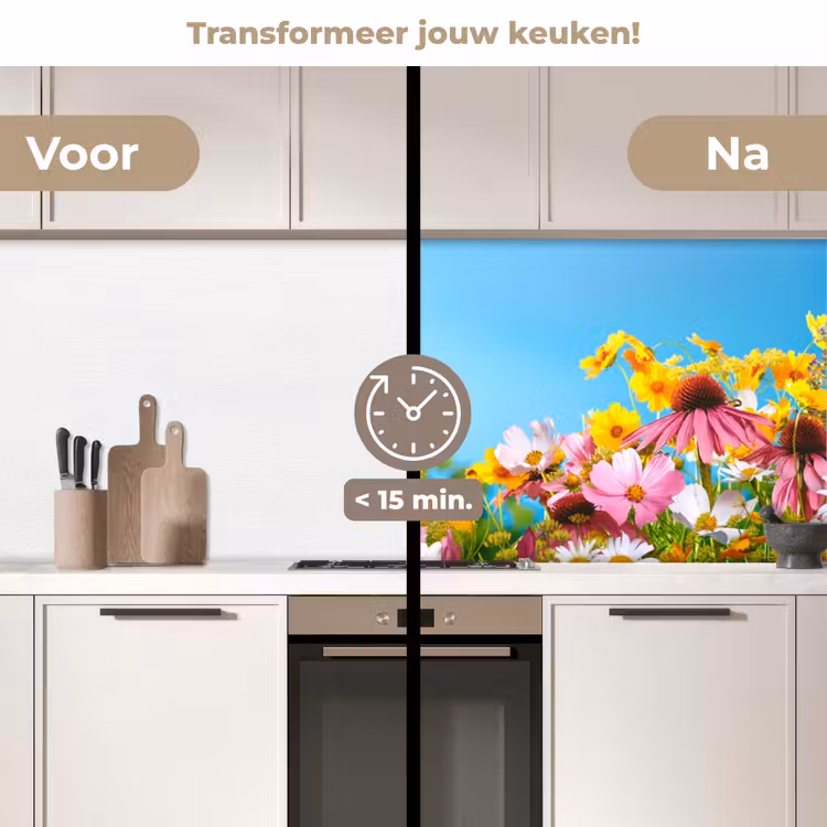 Keuken achterwand - Bloemen - Kleurrijk - Blauw - Natuur — 2