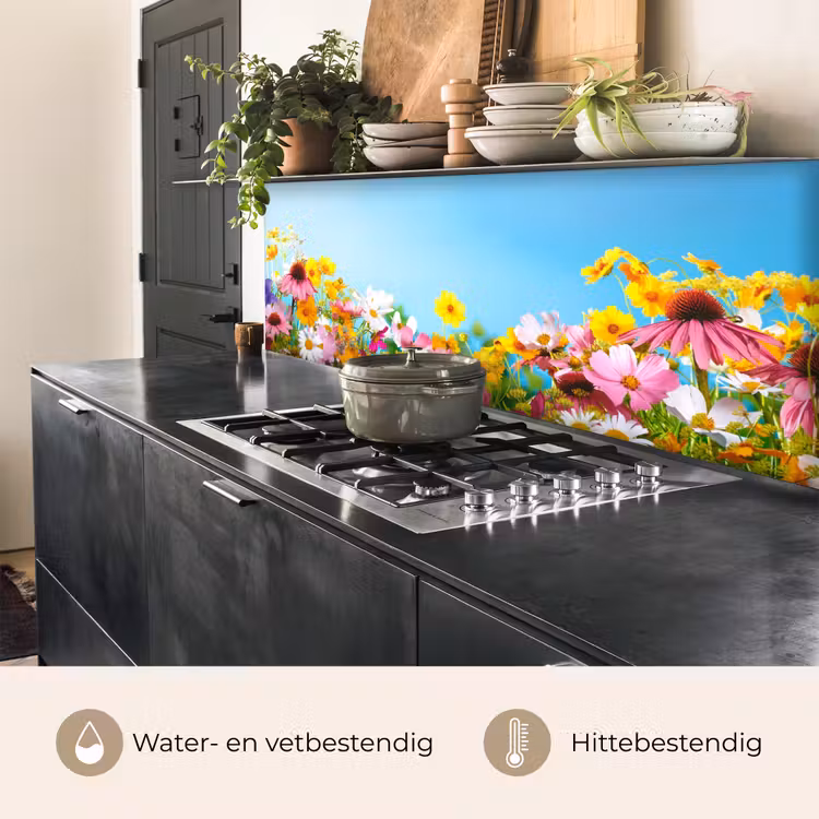 Keuken achterwand - Bloemen - Kleurrijk - Blauw - Natuur — 3