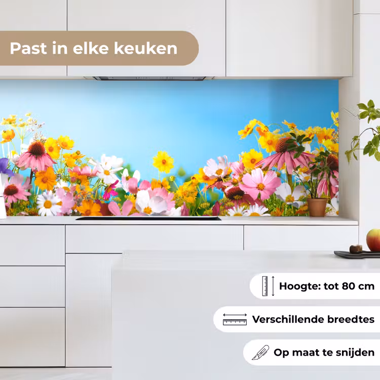 Keuken achterwand - Bloemen - Kleurrijk - Blauw - Natuur — 4