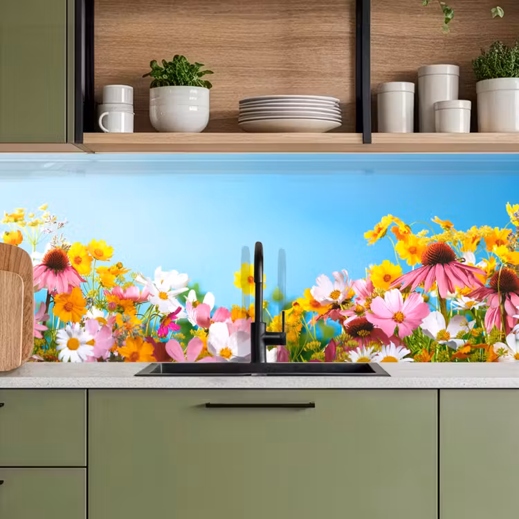 Keuken achterwand - Bloemen - Kleurrijk - Blauw - Natuur — 5