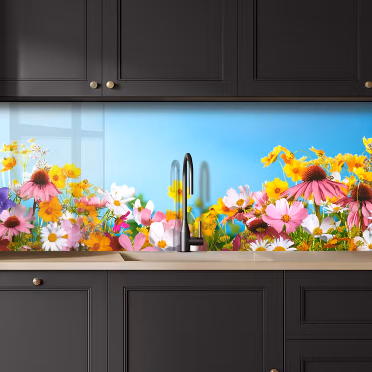 Keuken achterwand - Bloemen - Kleurrijk - Blauw - Natuur — 6