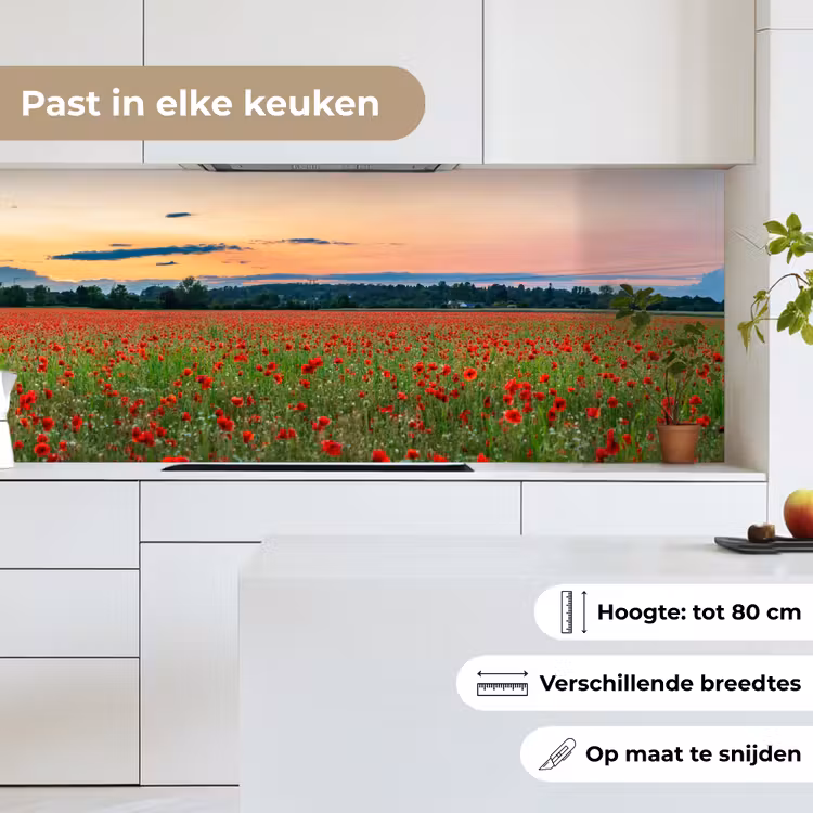 Keuken achterwand - Klaprozen - Landschap - Rood - Bloemen — 4