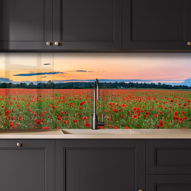 Keuken achterwand - Klaprozen - Landschap - Rood - Bloemen — 6