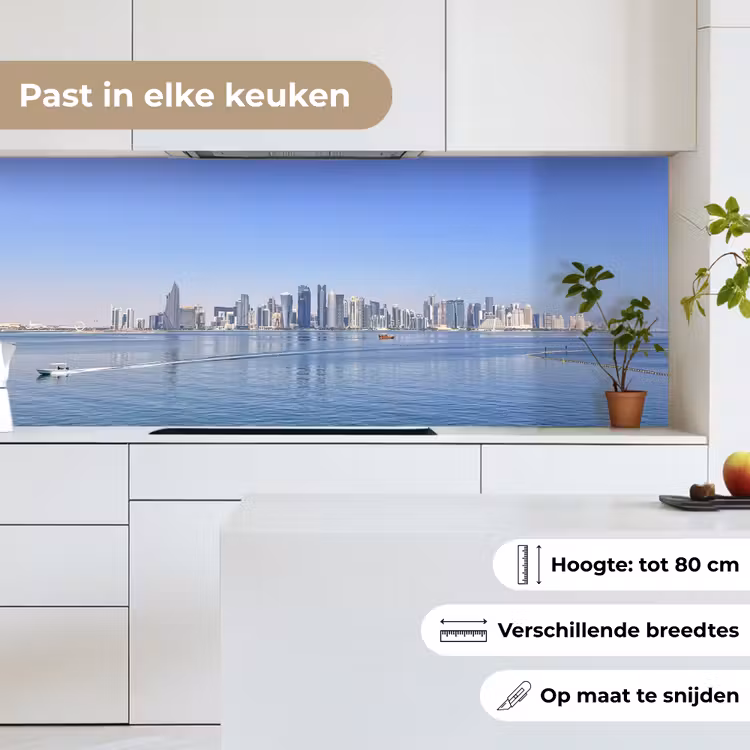 Keuken achterwand - Skyline - Blauw - Zee - Gebouwen - Stad — 4