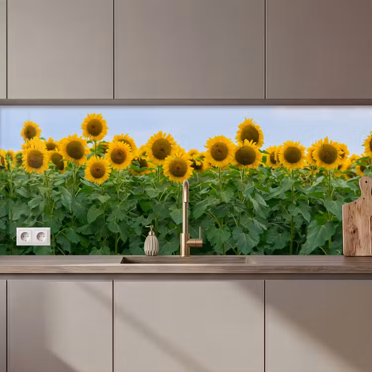 Keuken achterwand - Zonnebloemen - Geel - Natuur — 1