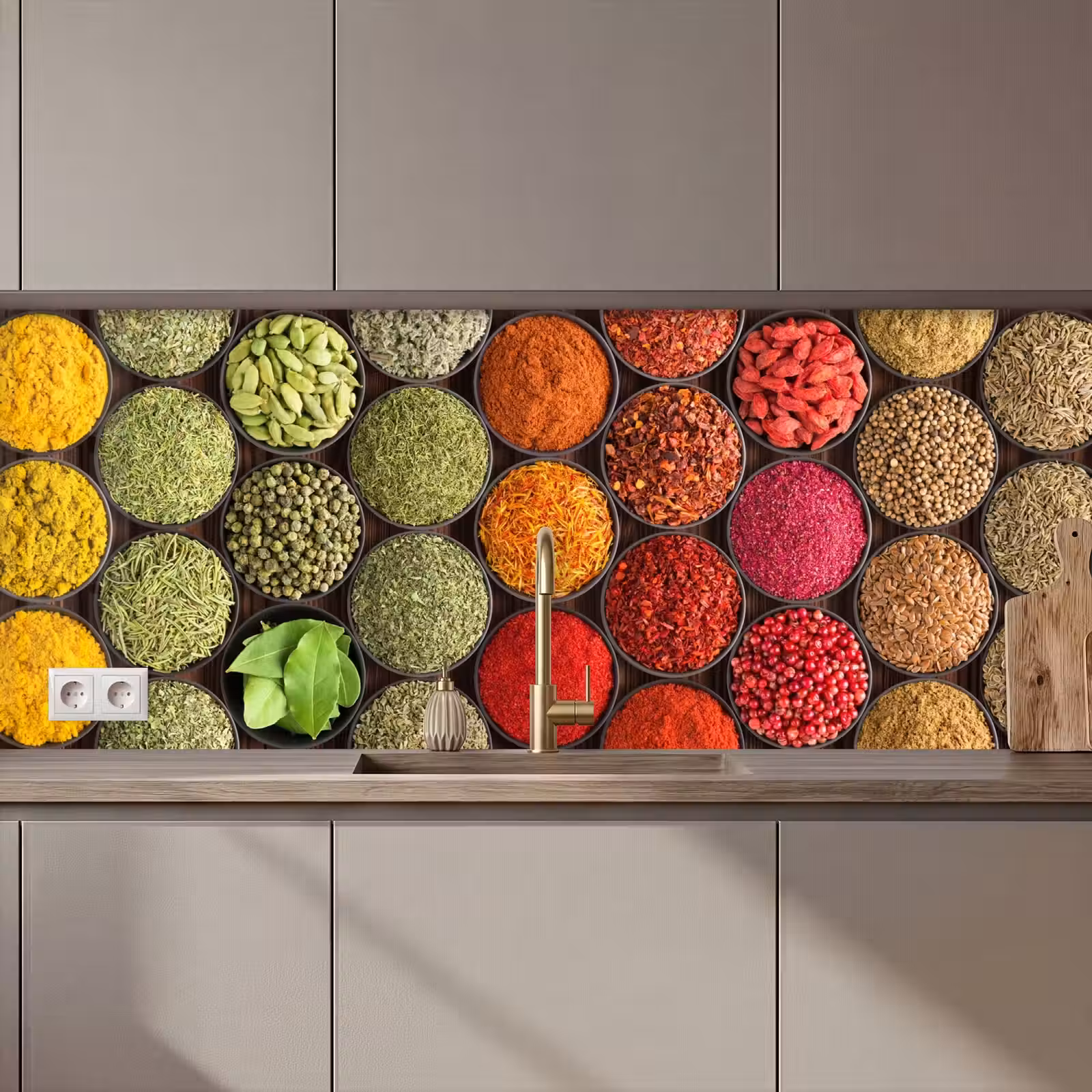 Keuken achterwand - Kruiden - Schaaltjes - Kleurrijk - Textuur — 1