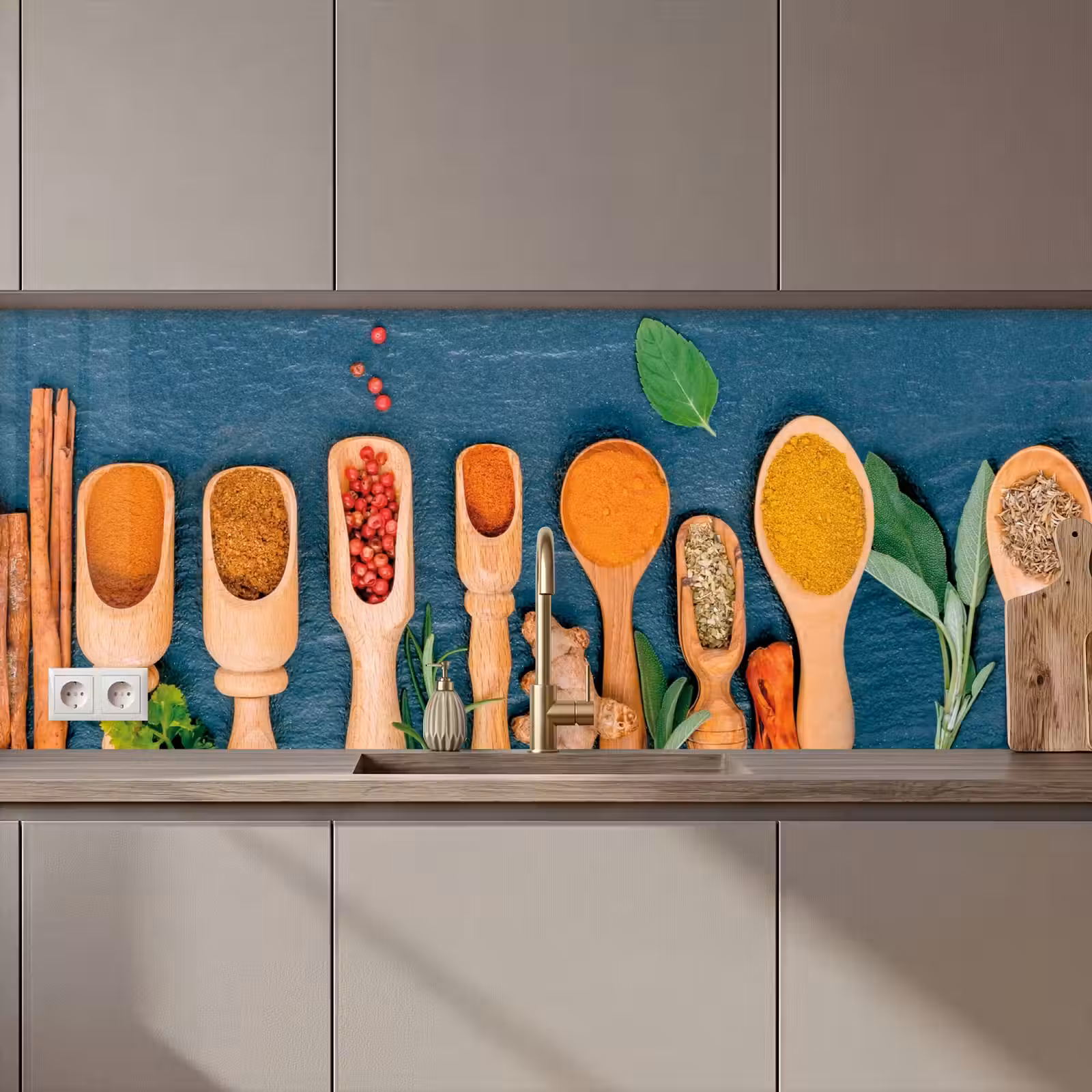Keuken achterwand - Lepels - Hout - Kruiden - Specerijen — 1