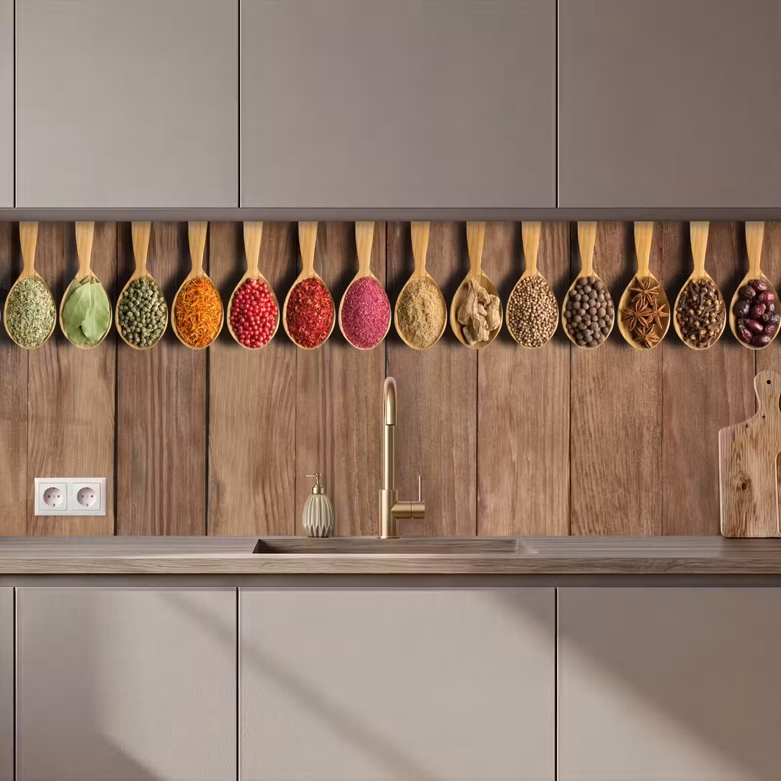 Keuken achterwand - Lepels - Kruiden - Hout — 1