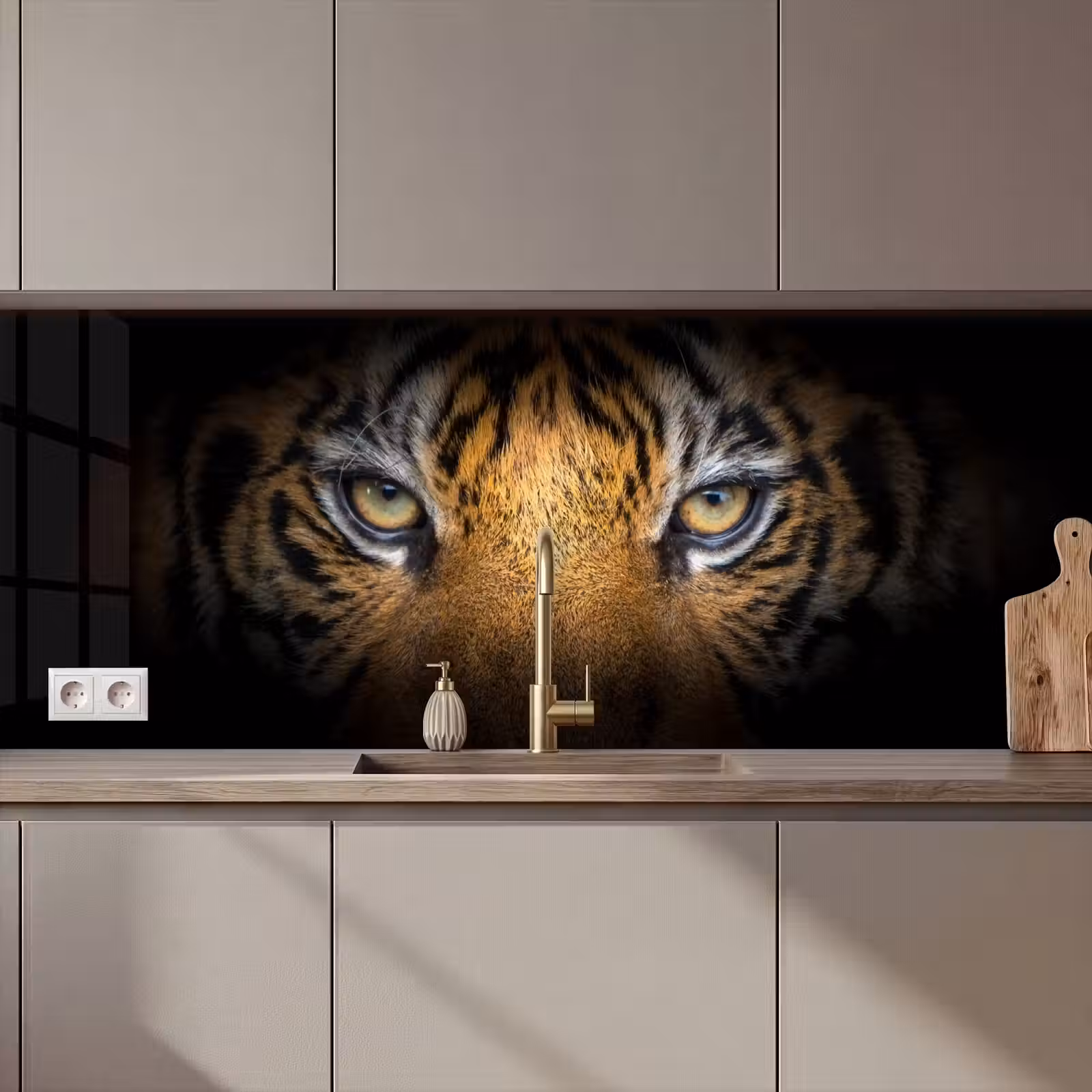 Keuken achterwand - Tijger - Zwart - Dier — 1