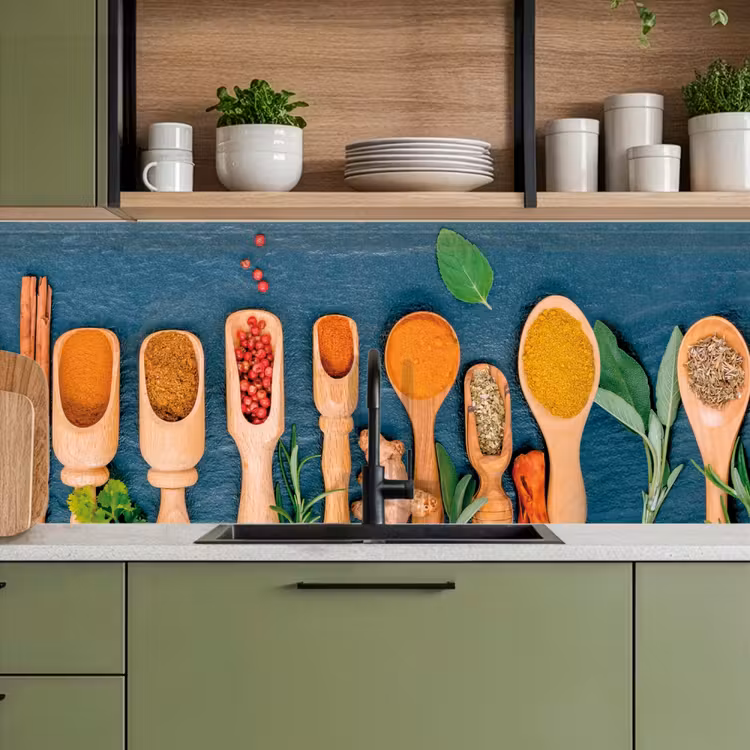 Keuken achterwand - Lepels - Hout - Kruiden - Specerijen — 5