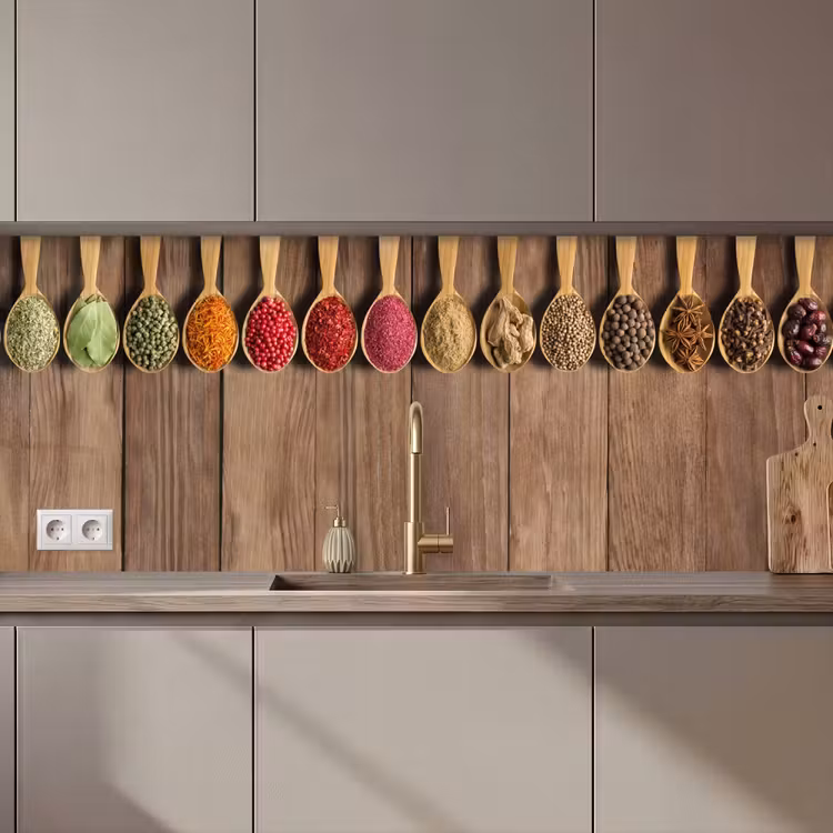 Keuken achterwand - Lepels - Kruiden - Hout — 1