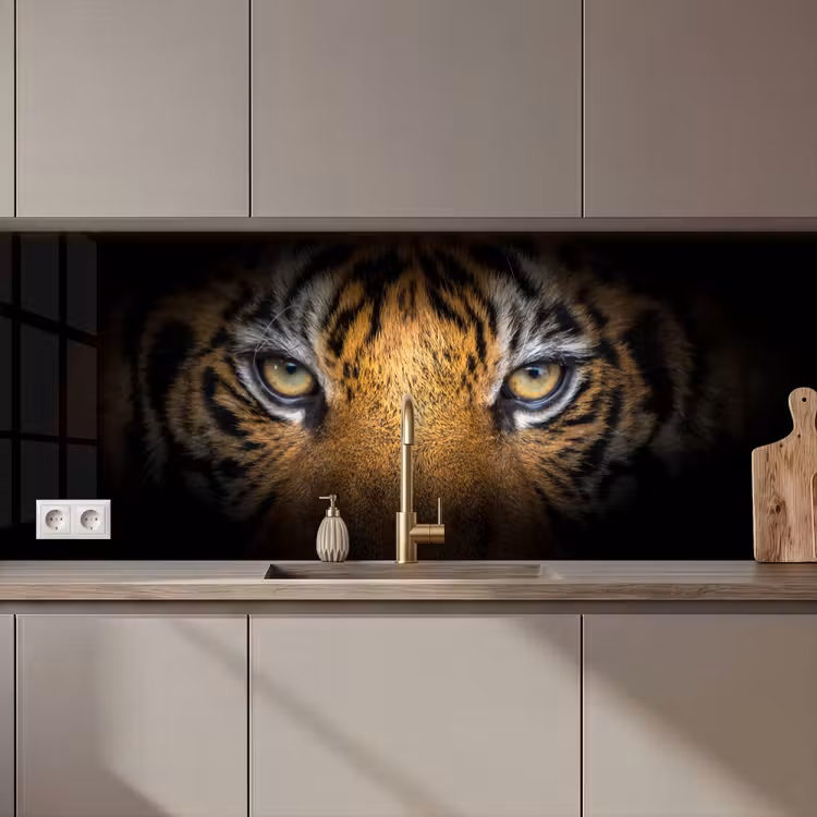 Keuken achterwand - Tijger - Zwart - Dier — 1
