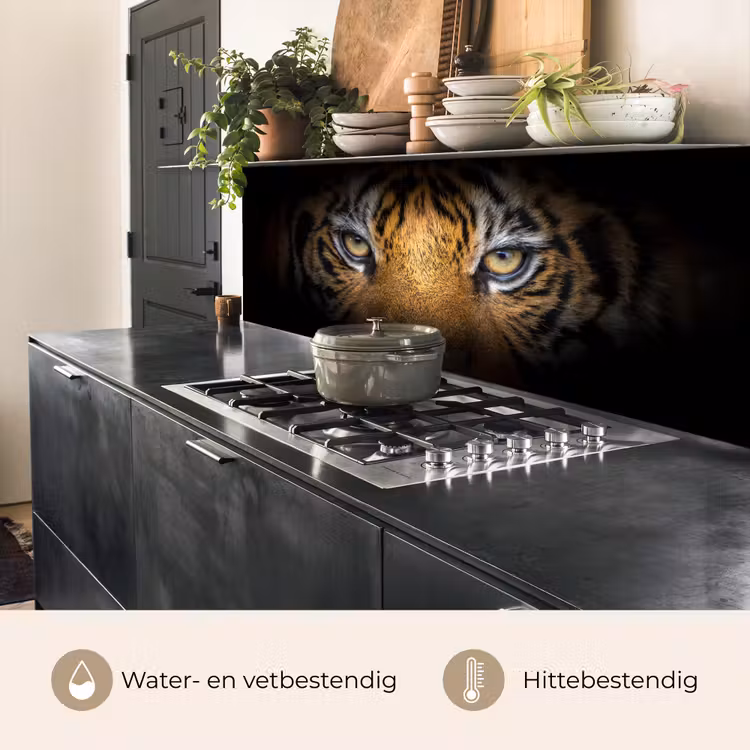 Keuken achterwand - Tijger - Zwart - Dier — 3