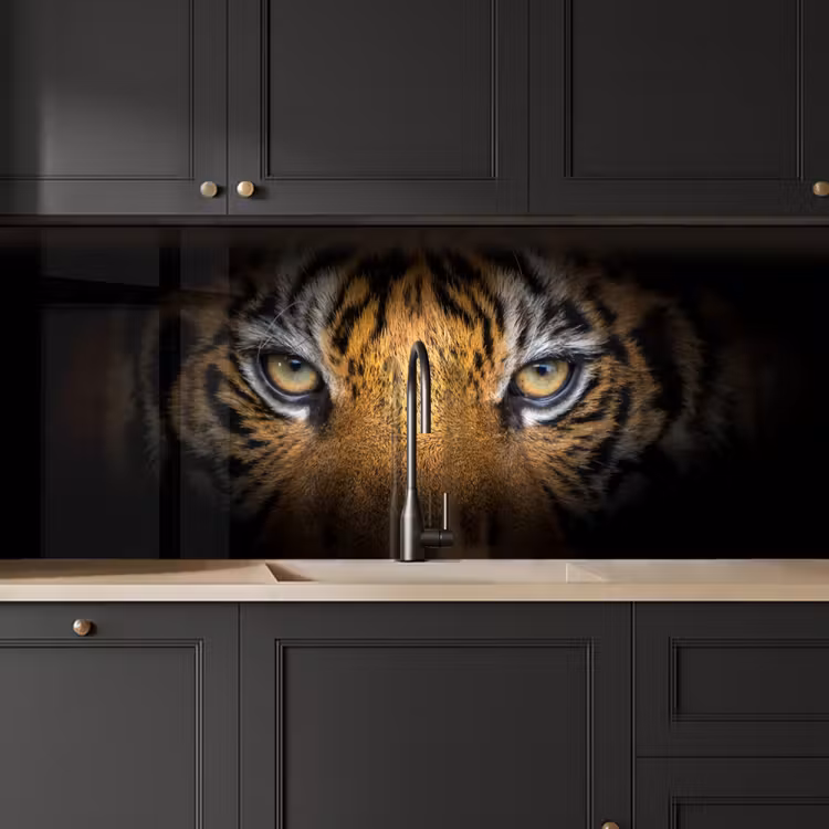 Keuken achterwand - Tijger - Zwart - Dier — 6