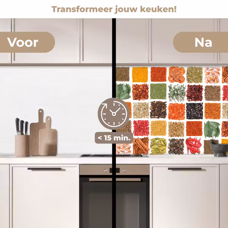 Keuken achterwand - Vierkanten - Specerijen - Kruiden - Grafisch — 2