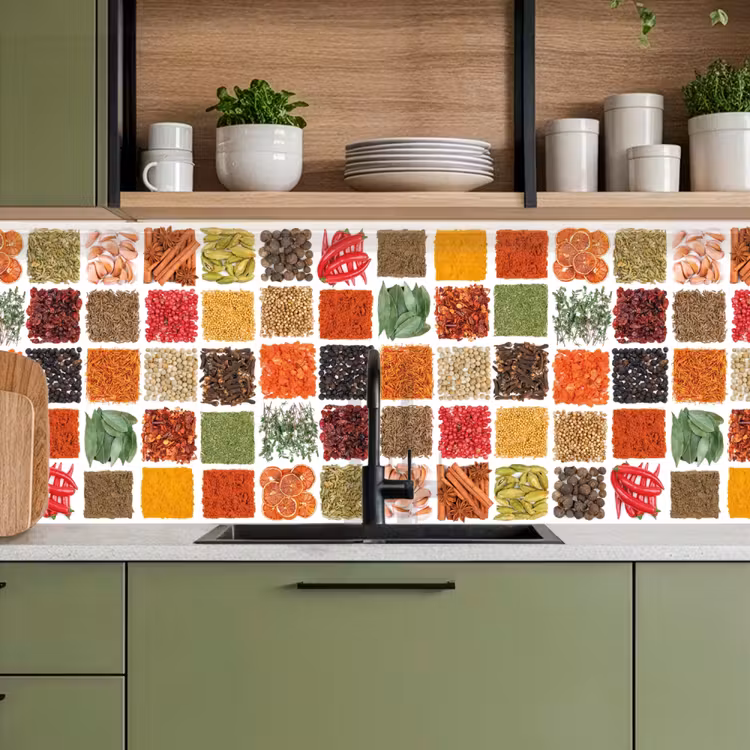 Keuken achterwand - Vierkanten - Specerijen - Kruiden - Grafisch — 5