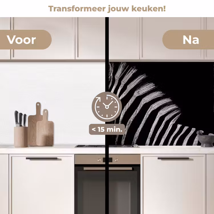 Keuken achterwand - Zebra - Dier - Zwart — 2