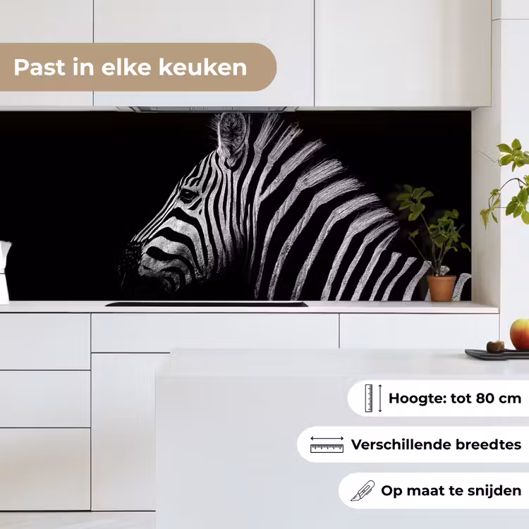 Keuken achterwand - Zebra - Dier - Zwart — 4