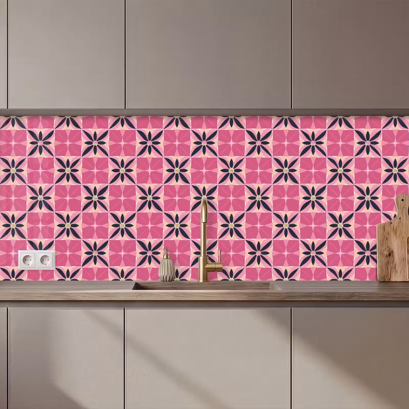 Keuken achterwand - Patroon - Bloemmotief - Meerkleurig — 1