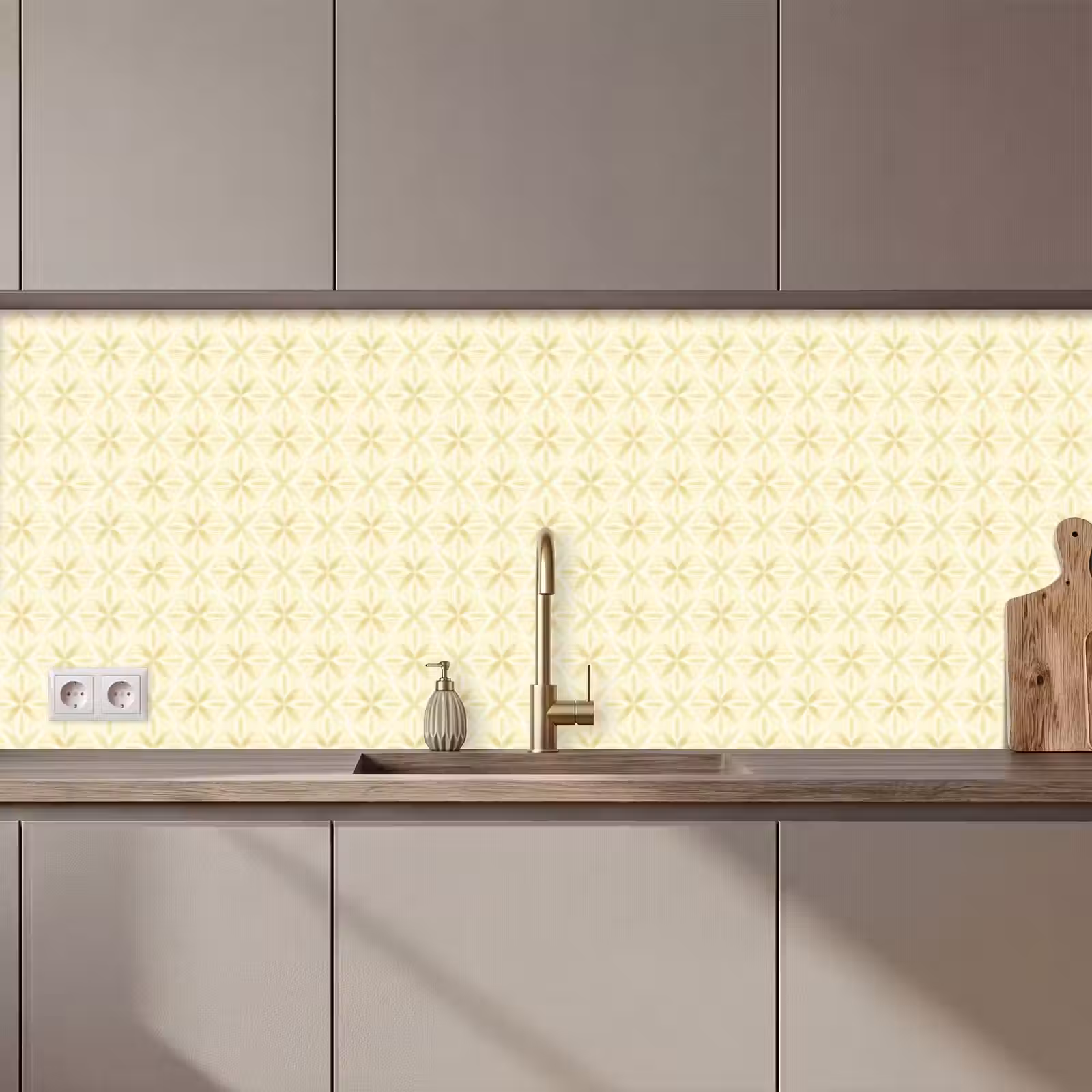Keuken achterwand - Patroon - Subtiel - Geel — 1
